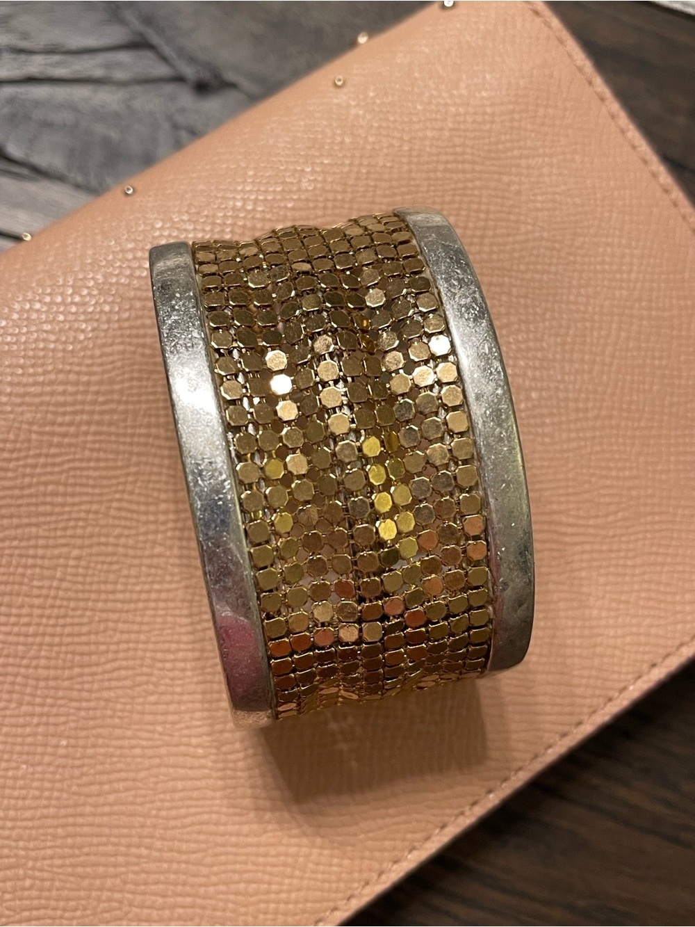 Zara Gold Tone Mesh Cuff Bracelet